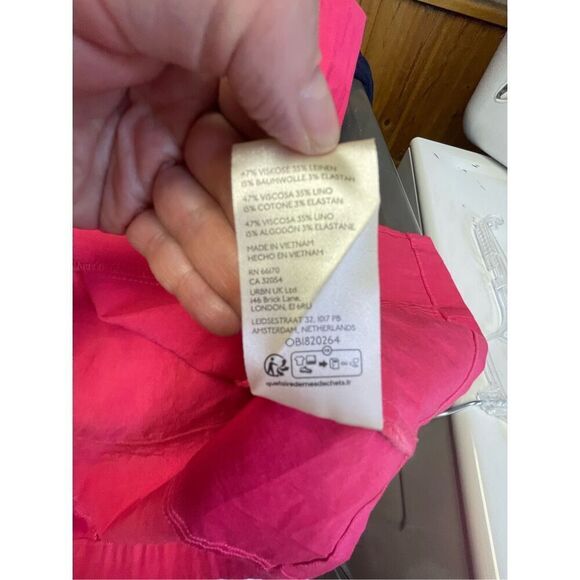 Anthropologie NWOT Pink Column One Shoulder Linen Dress Size XXS - Picture 12 of 12